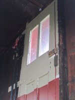 The caboose valve and door of Ironton Railroad caboose #6.